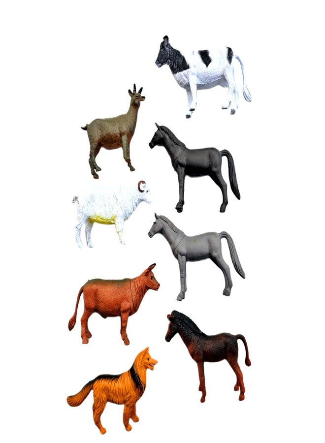 SSKR Animal Figure Toy Set of 8 Pcs | Farm & Jungle Animal Figure Playsets | Birthday & Return Gifts for Kids (Medium Size Farm Animals) - Image 4